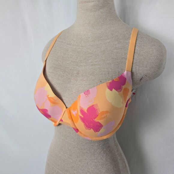 Auden Bra Women's 34DD Pink Orange Floral The Everyday Demi Coverage NWT - Picture 14 of 16